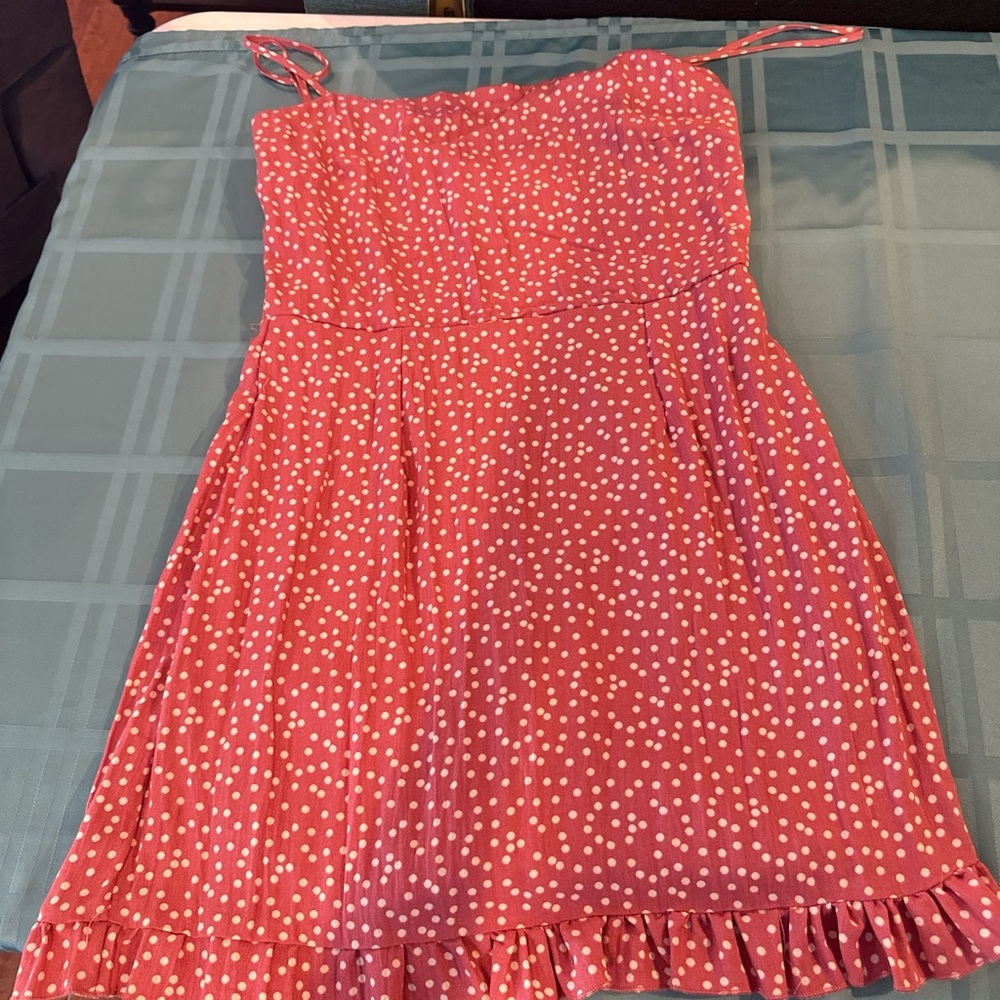 Blue Rain Pink Polka Dot Dress